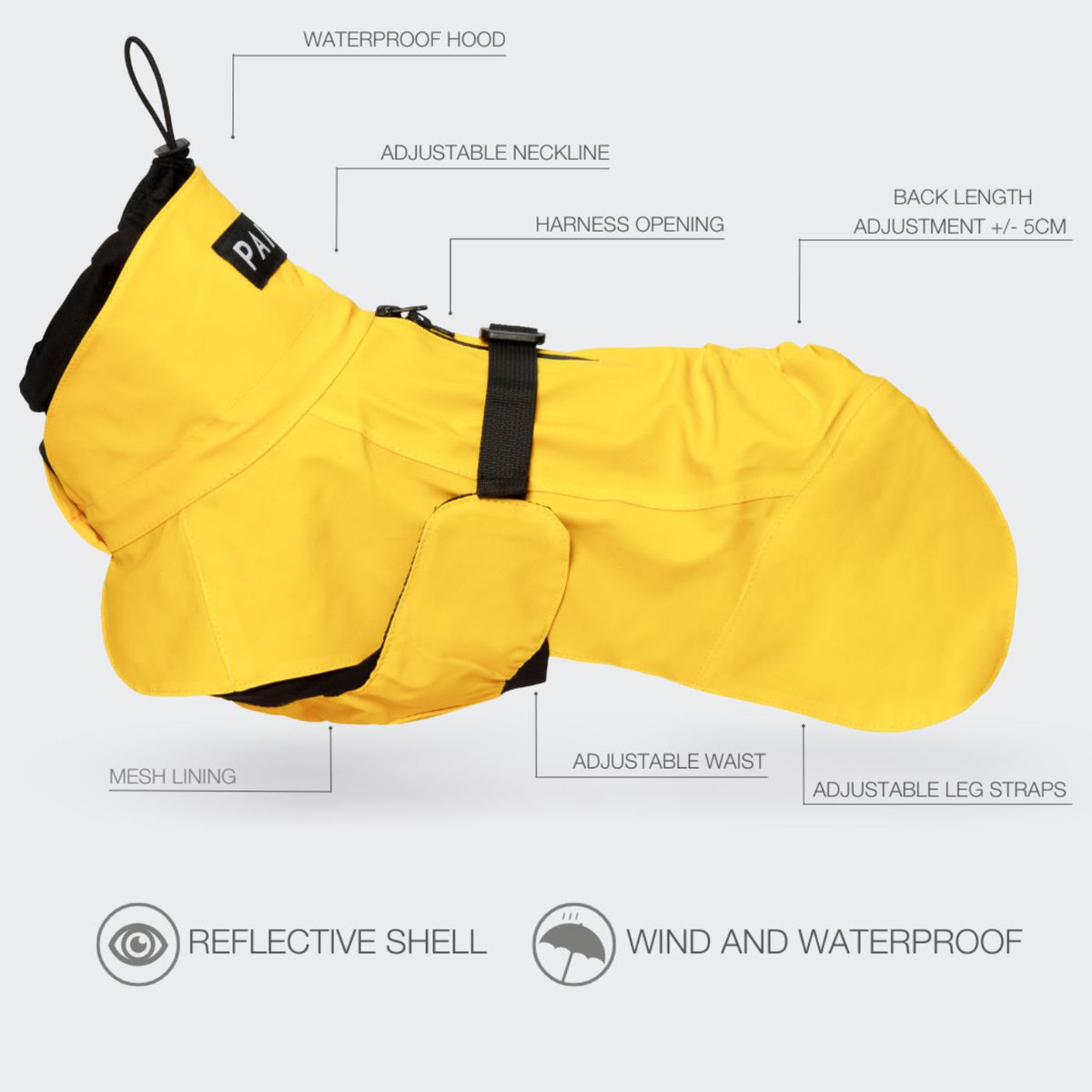 Paikka Impermeabile per Cani ad Alta Visibilità Giallo