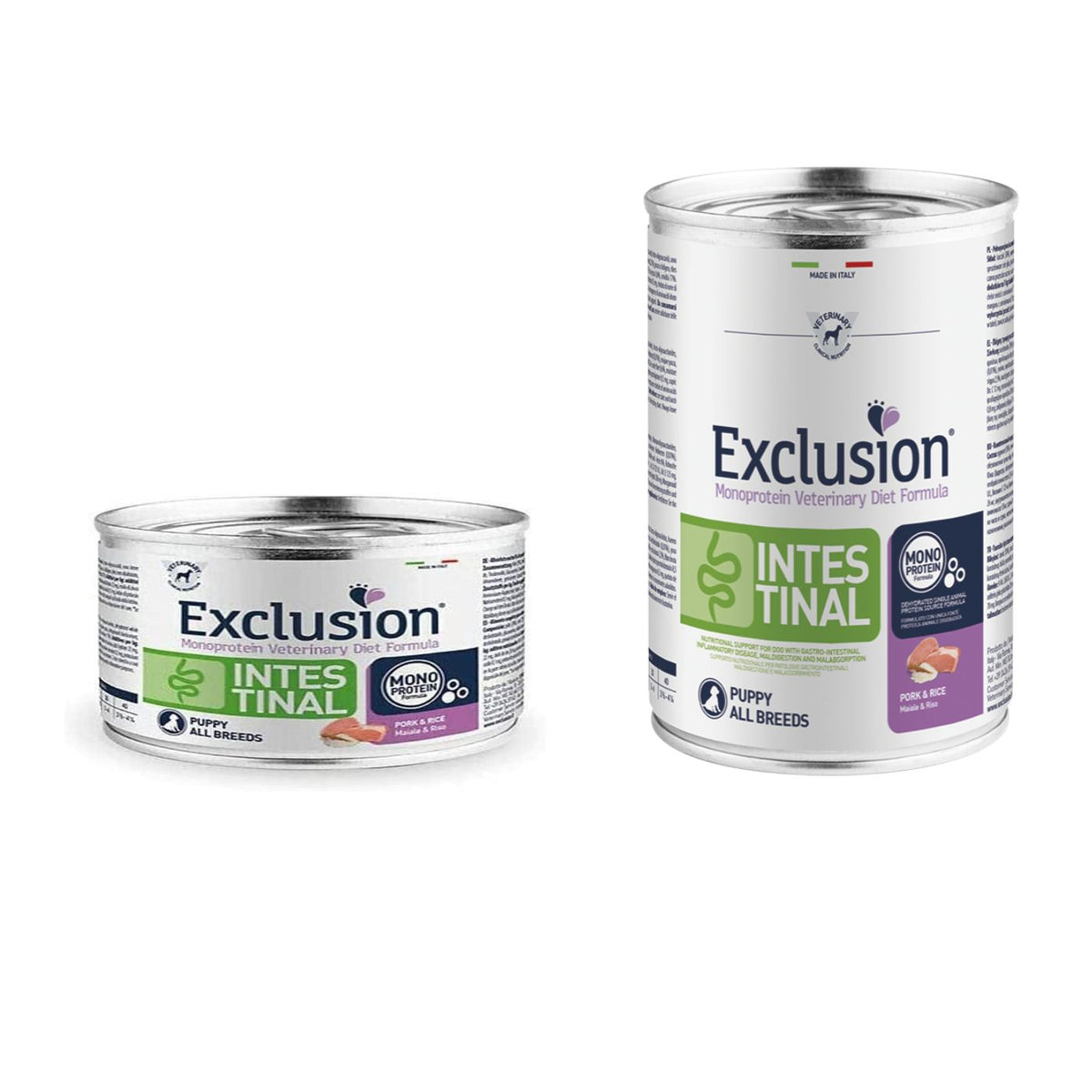 Exclusion Diet Intestinal Puppy All Breeds Maiale e Riso Alimento Umido Monoproteico per Cuccioli