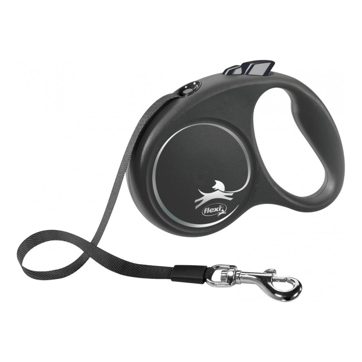 Flexi Guinzaglio per Cani in Fettuccia S 5 m fino a 15 Kg Black Design