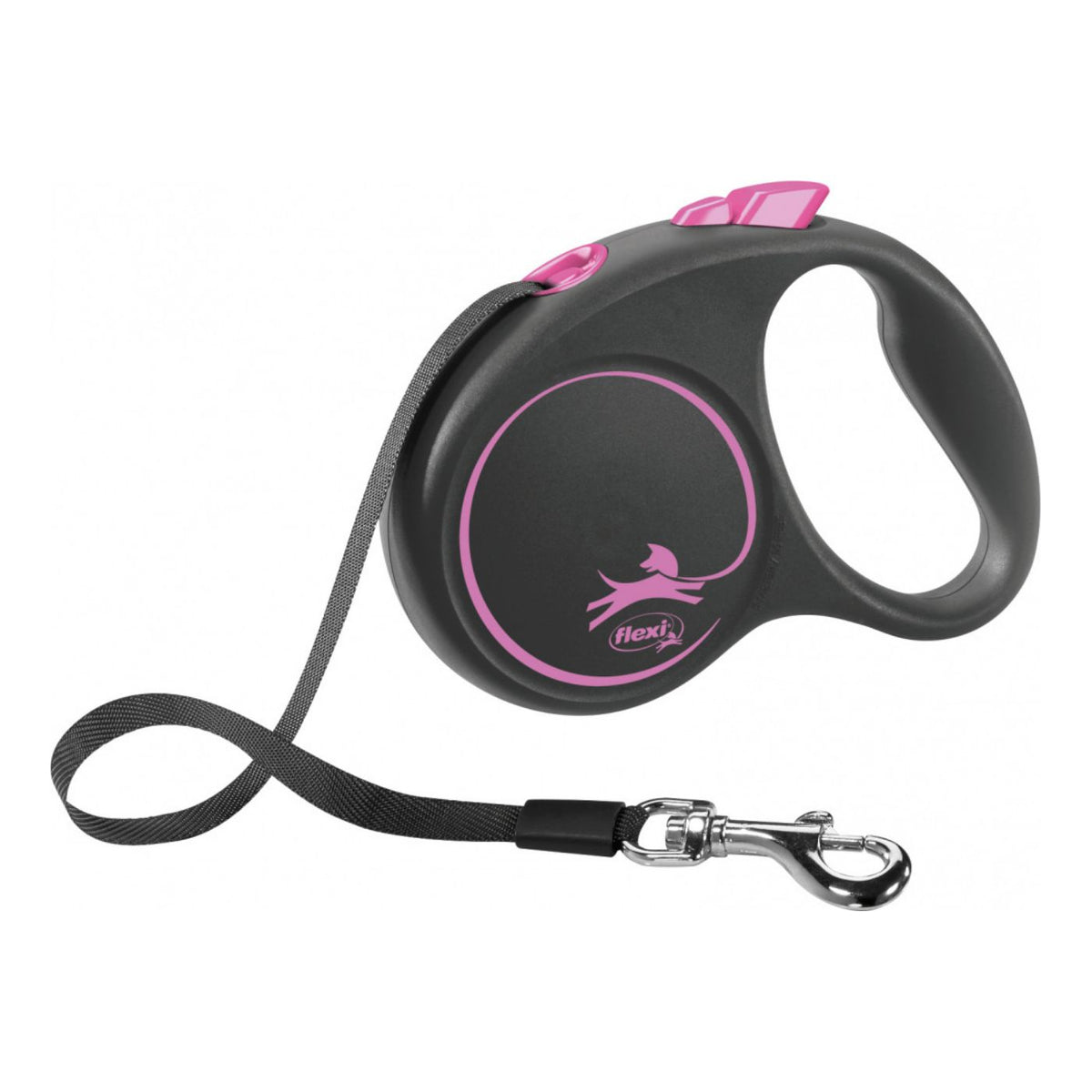 Flexi Guinzaglio per Cani in Fettuccia S 5 m fino a 15 Kg Black Design