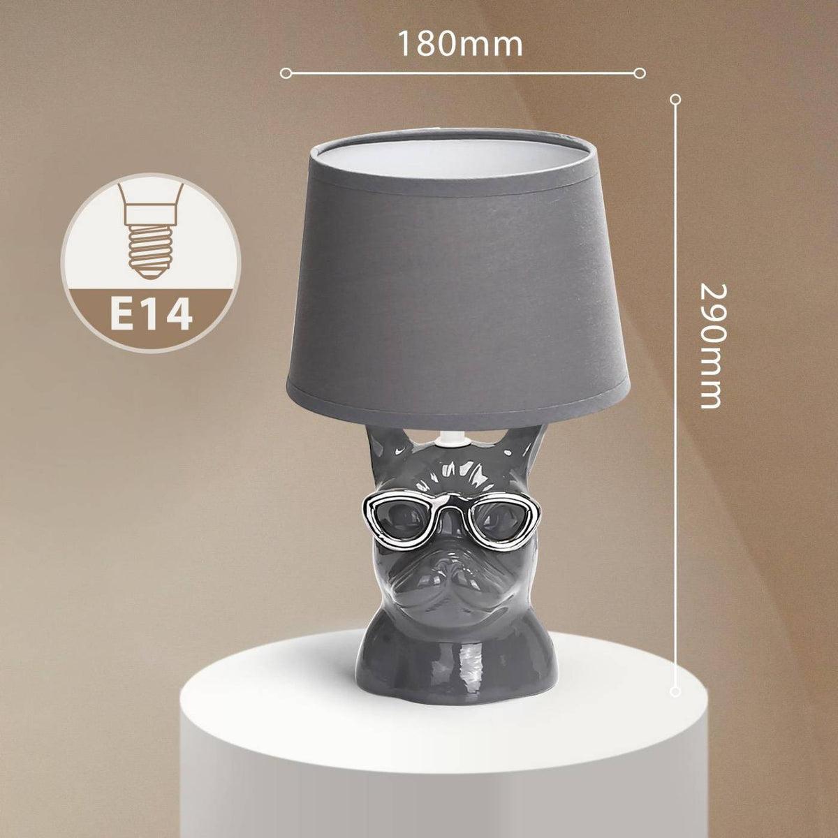 Lampada da Tavolo in Ceramica Cane Grigio