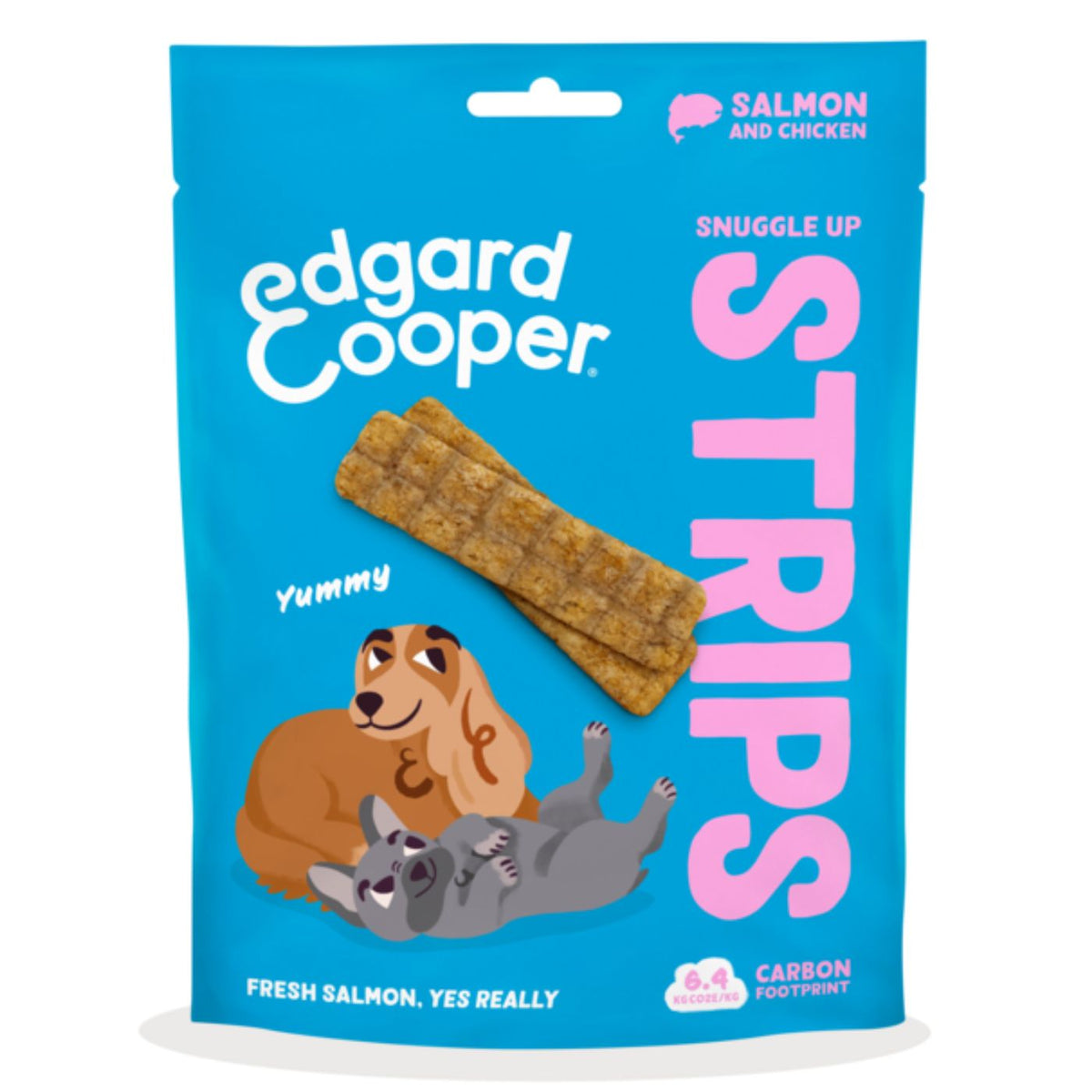 Edgard&amp;Cooper Strips Strisce di Salmone e Pollo Snack per Cani 75 g