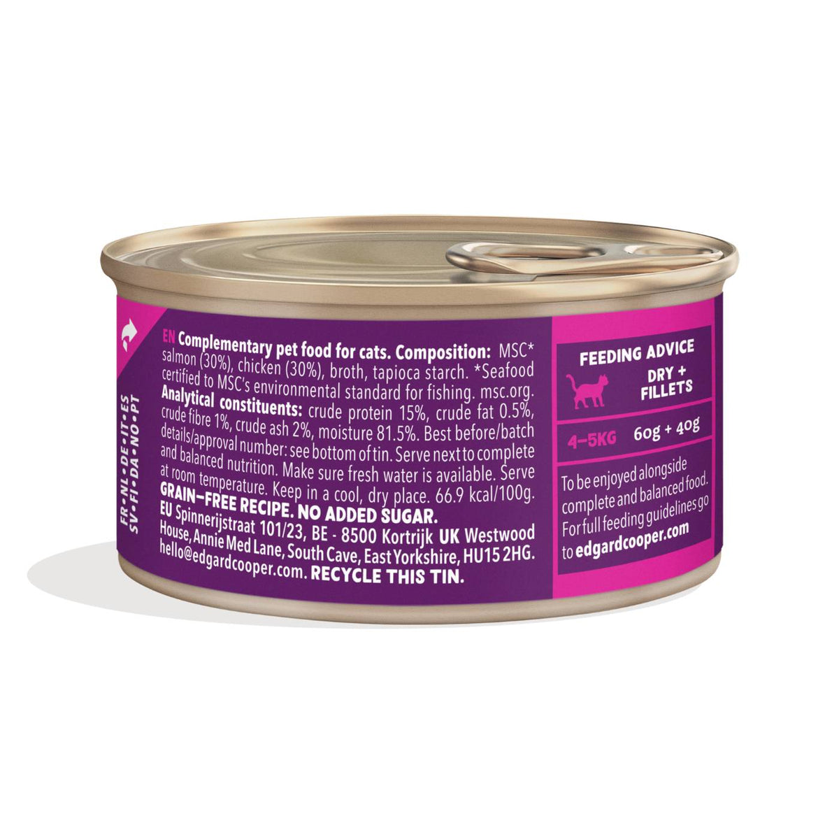 Edgard &amp; Cooper Sfilaccetti per Gatti Adulti Salmone con Pollo in Brodo 70 g