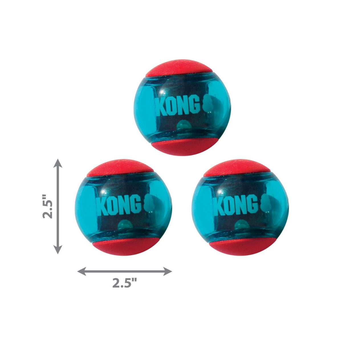 Kong Gioco per Cani Palla Squeezz in Gomma Tpr con Squeaker 3 Pezzi S Diametro 5 cm