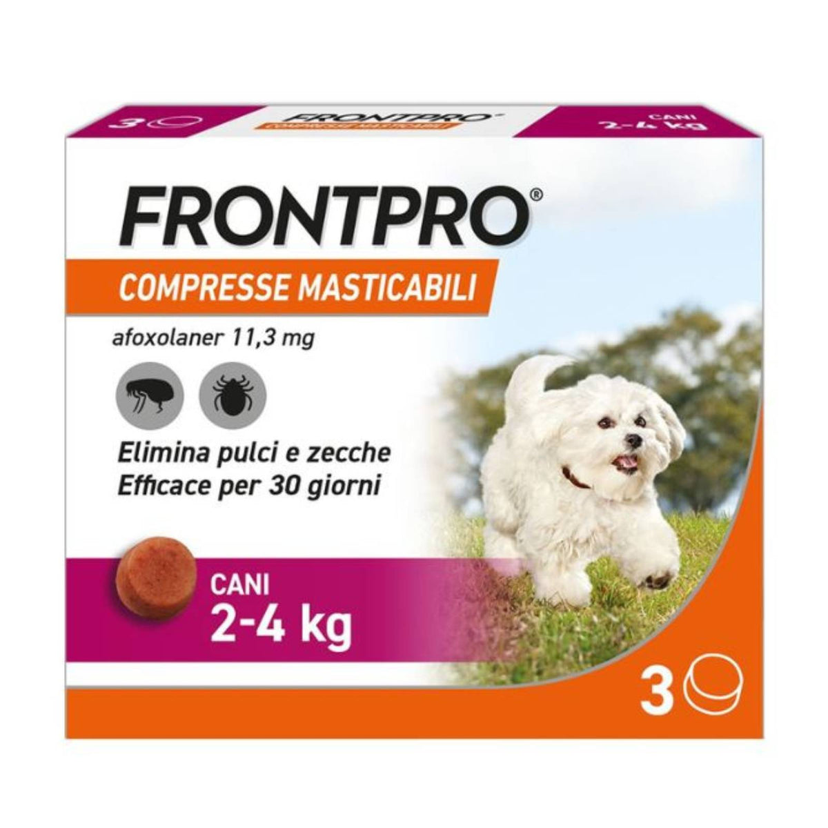 Frontline Frontpro® 3 Compresse Masticabili Antiparassitarie Pulci e Zecche per Cani