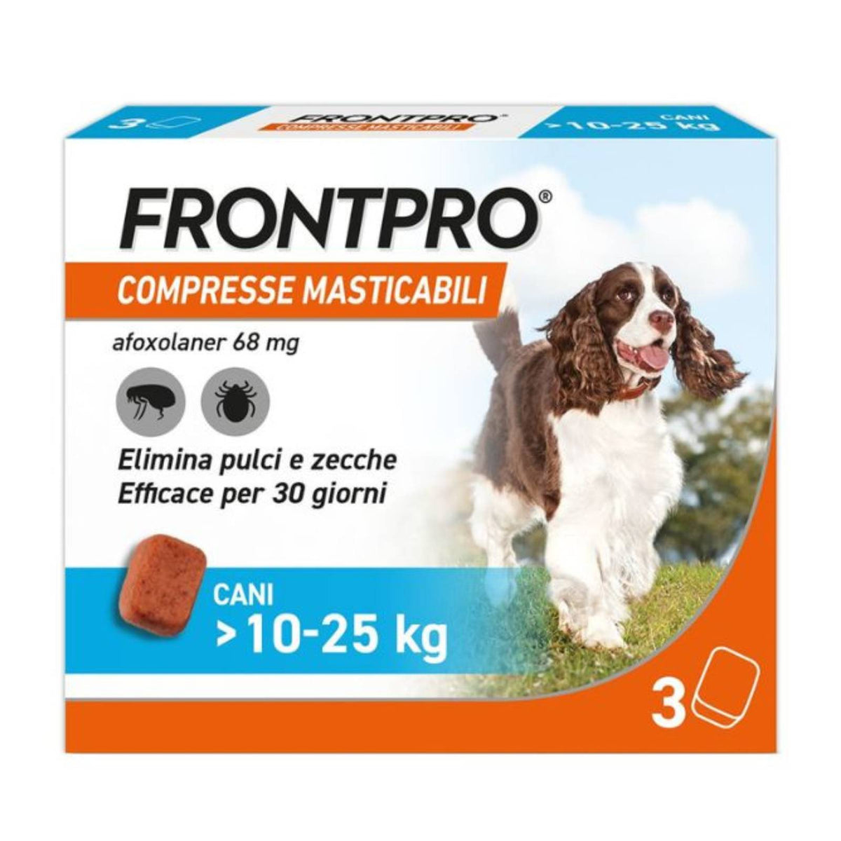 Frontline Frontpro® 3 Compresse Masticabili Antiparassitarie Pulci e Zecche per Cani