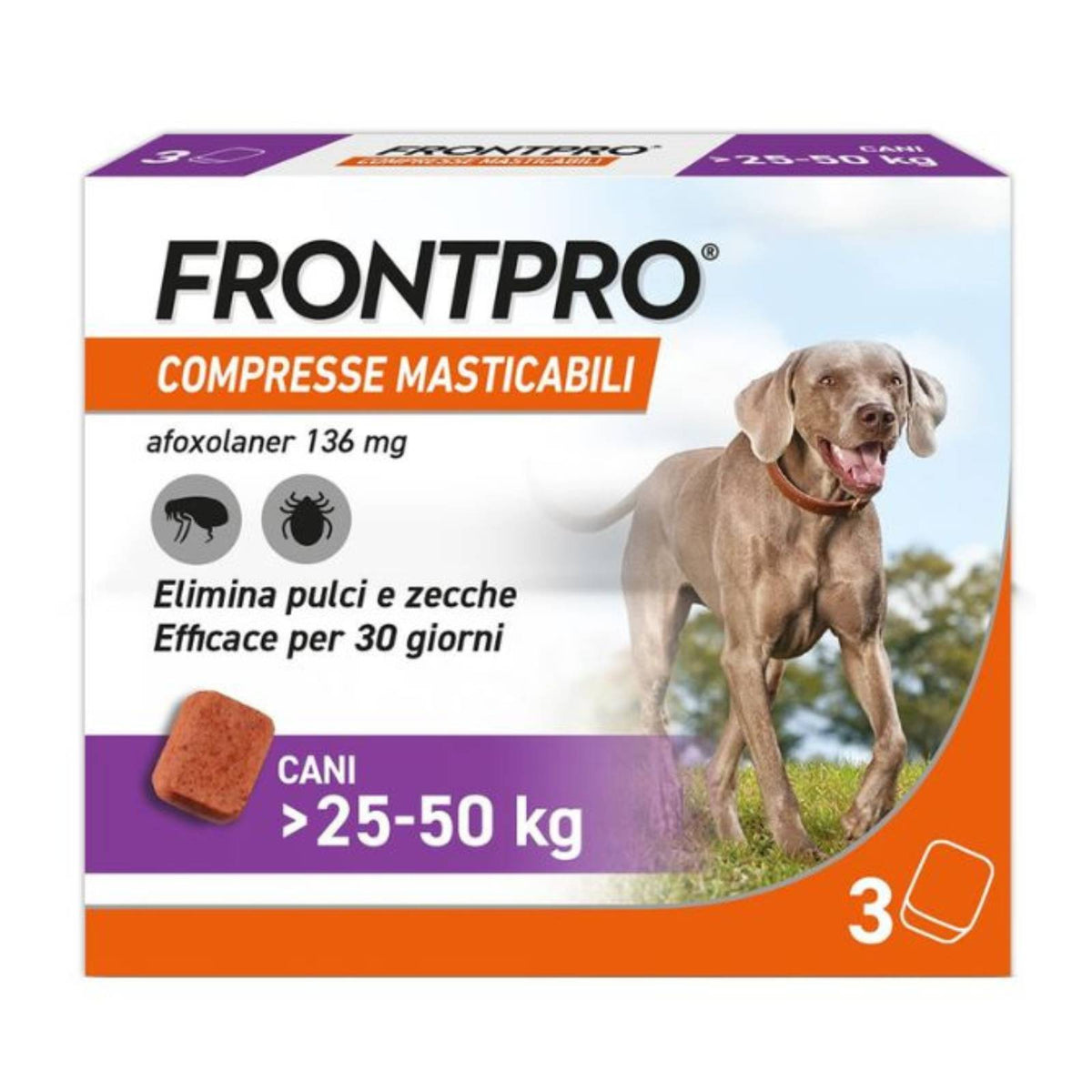 Frontline Frontpro® 3 Compresse Masticabili Antiparassitarie Pulci e Zecche per Cani