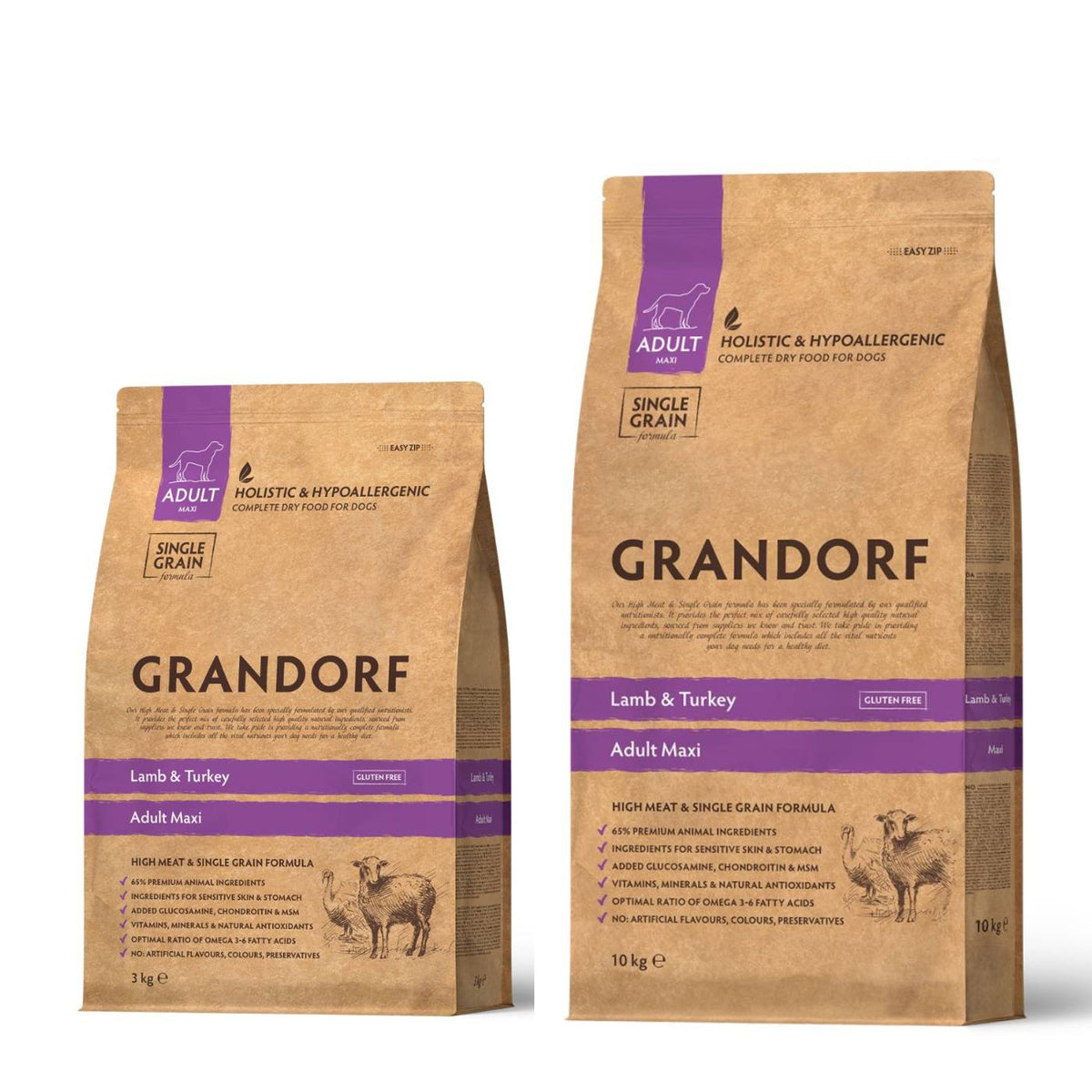 Grandorf Adult Agnello e Tacchino Maxi Large Breed per Cani Adulti di Taglia Grande