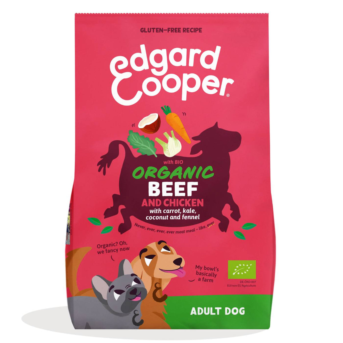Edgard &amp; Cooper Adult Carne Fresca di Manzo e Pollo Biologici Gluten Free per Cani