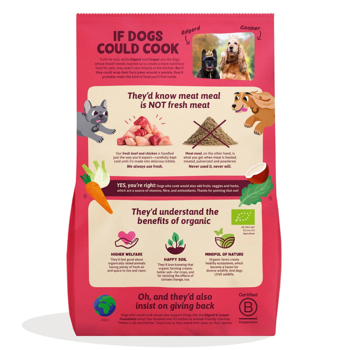 Edgard &amp; Cooper Adult Carne Fresca di Manzo e Pollo Biologici Gluten Free per Cani