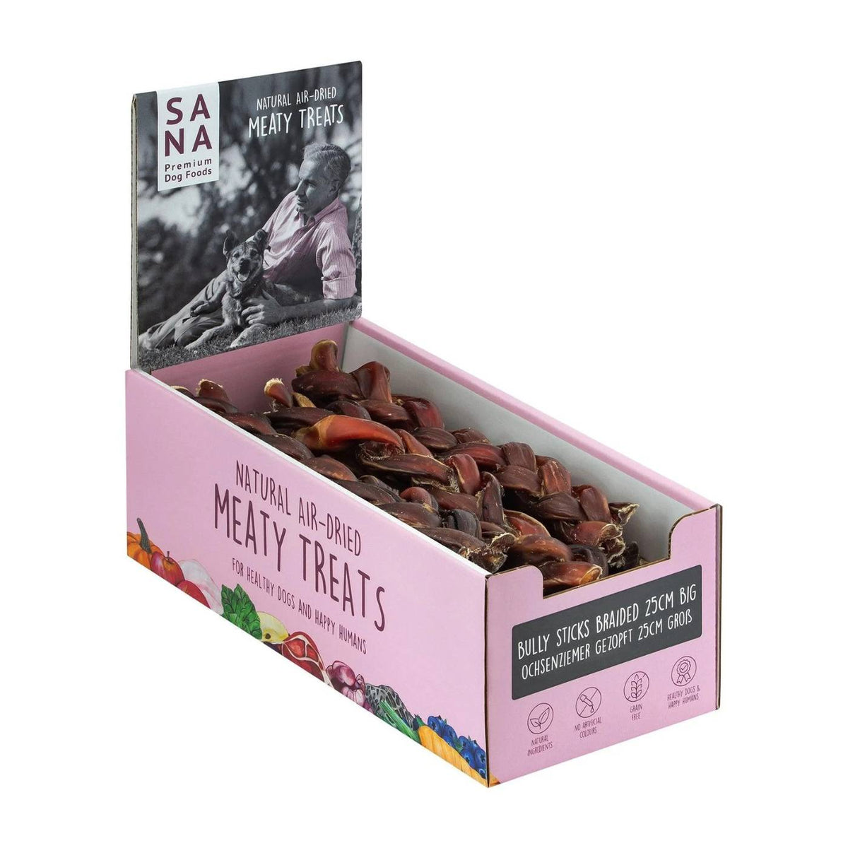 Sanadog Snack per Cani Verga di Toro Nervo di Bue Intrecciata 25 cm Sfusa