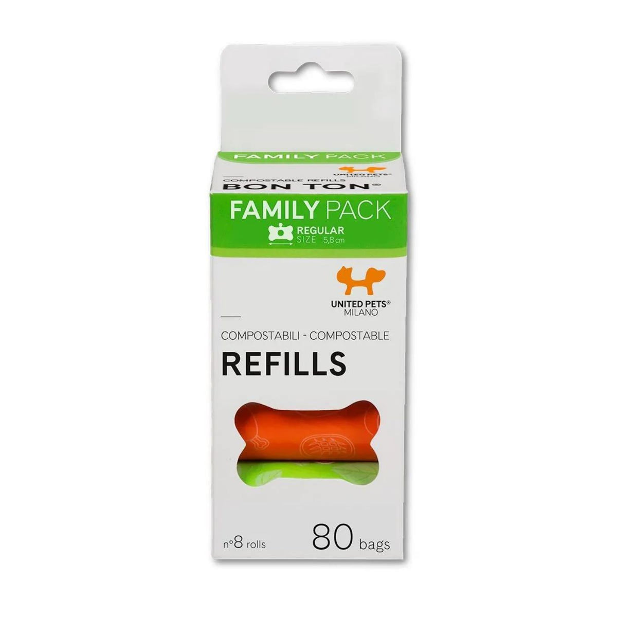 United Pets Sacchettini Igienici Biodegradabili per Bon Ton Regular 8 Rotoli Colori Assortiti