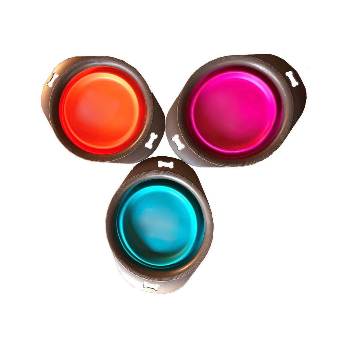 Ciotola da Viaggio per Cani e Gatti Pieghevole M con Moschettone