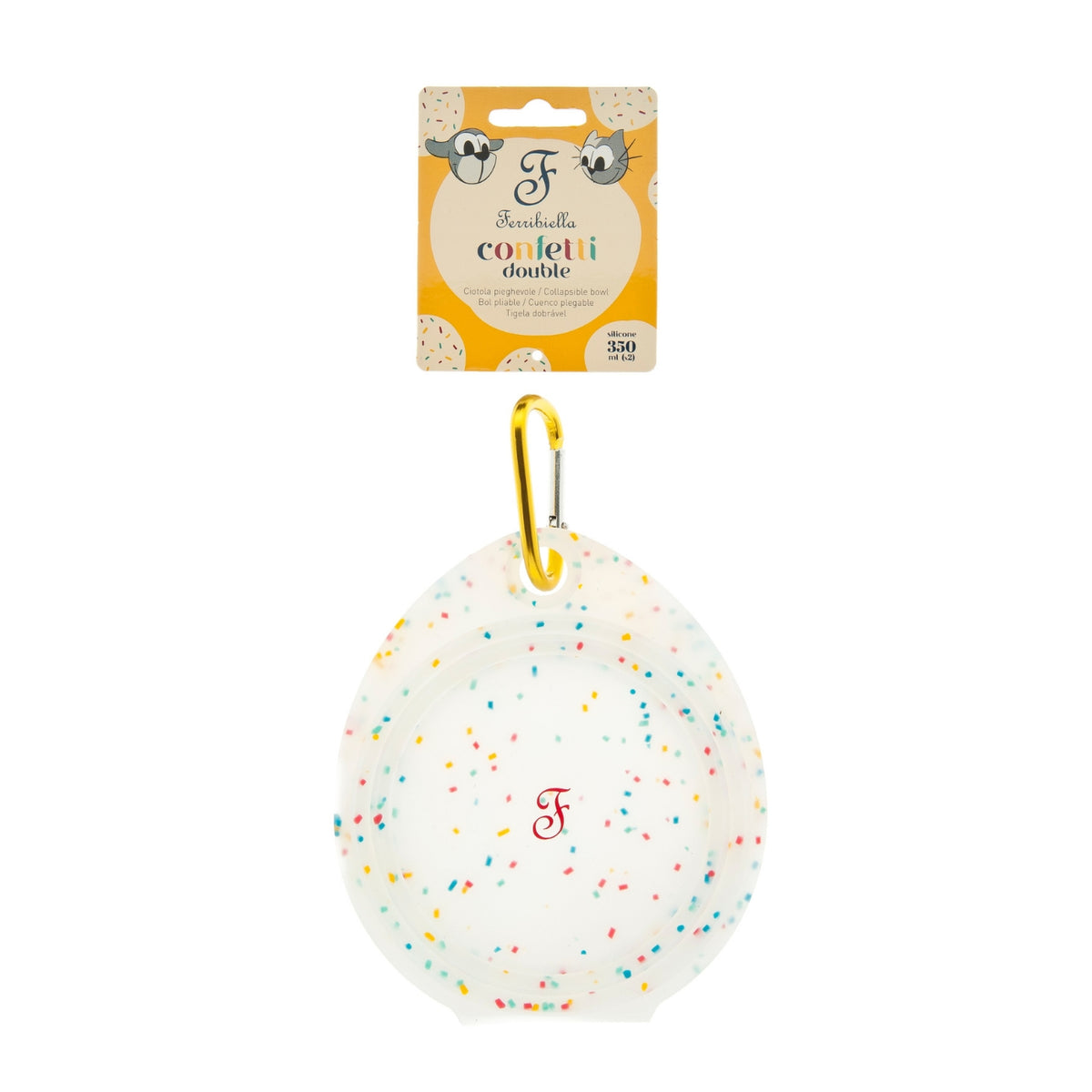 Ferribiella Ciotola Confetti Doppia Pieghevole in Silicone da Viaggio per Animali 2 x 210 ml