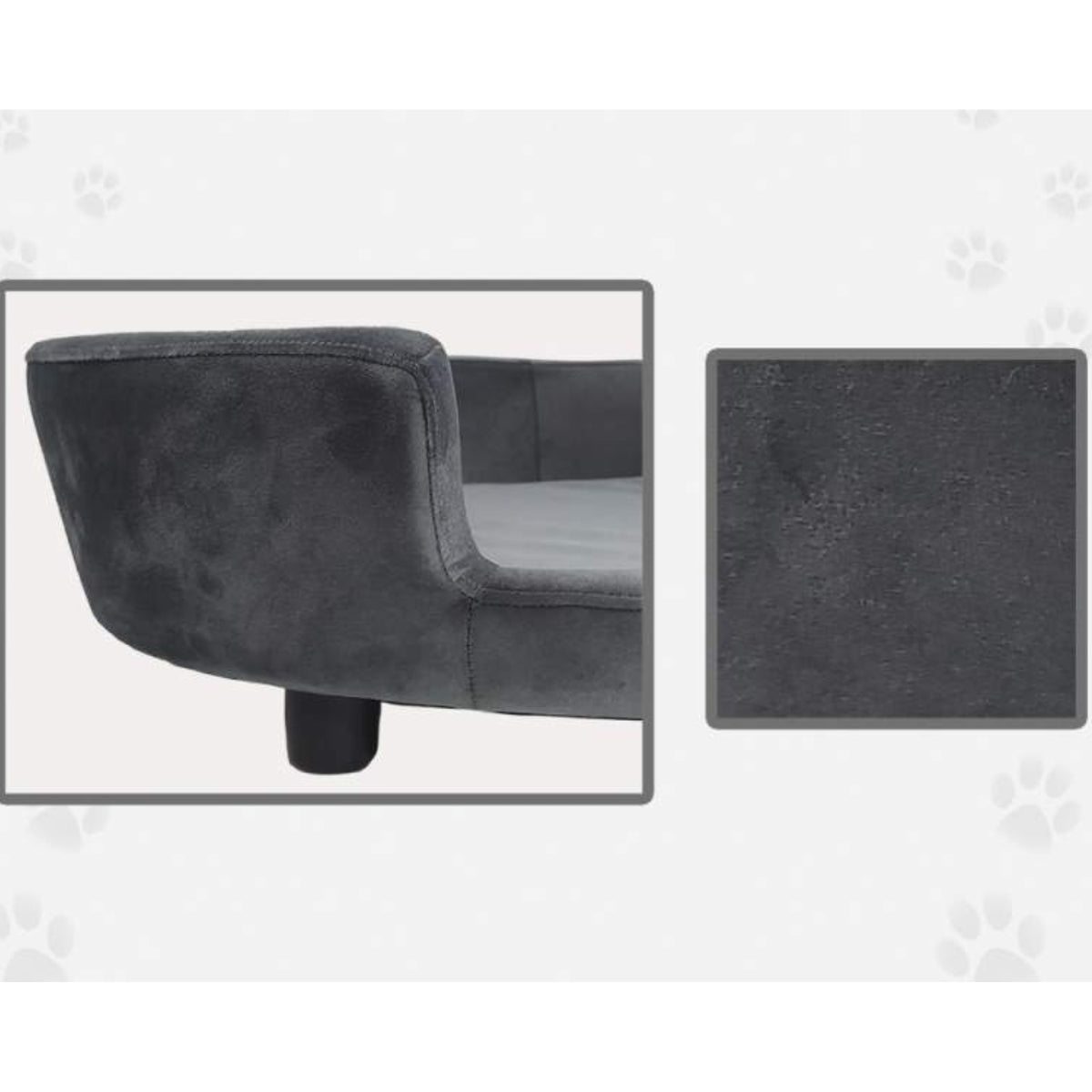 Nasonero Divanetto Ovale in Velluto per Gatti e Cani di Piccola Taglia Grigio 81 x 58 h. 23 cm