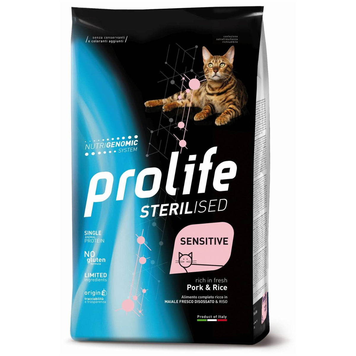Prolife Cat Sterilised Sensitive Adult Maiale e Riso per Gatti 1,5 Kg