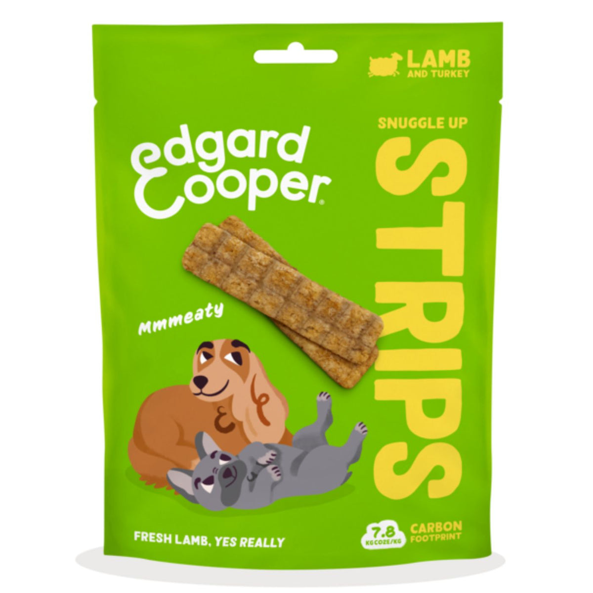 Edgard&amp;Cooper Strips Strisce di Agnello e Tacchino Snack per Cani 75 g