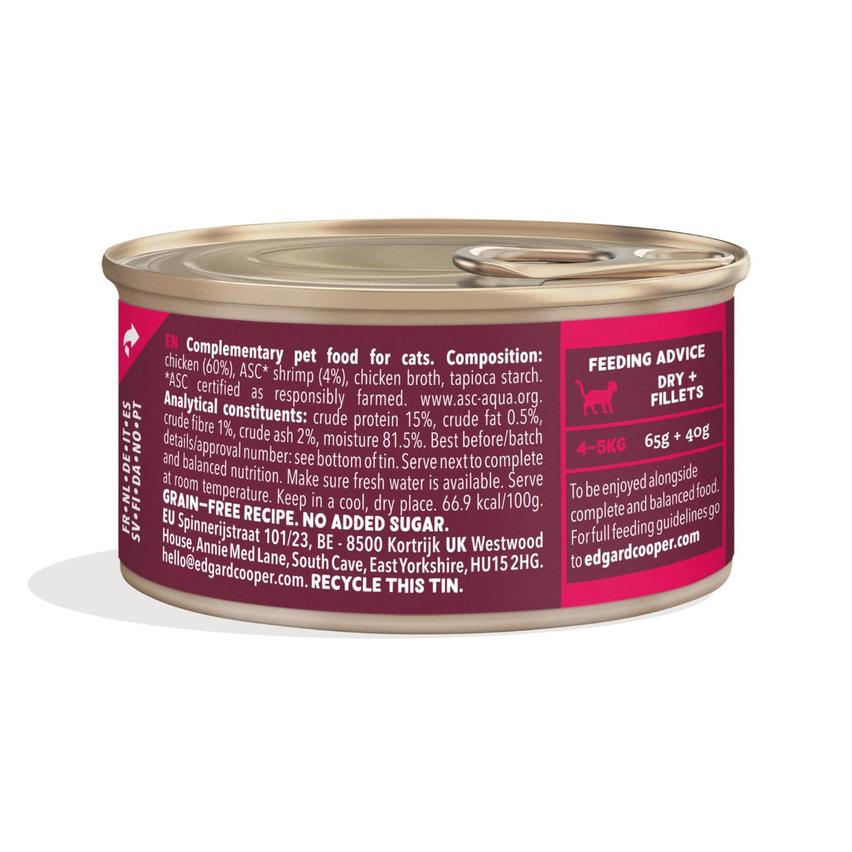 Edgard &amp; Cooper Sfilaccetti per Gatti Adulti Pollo con Gamberetti in Brodo di Pollo 70 g