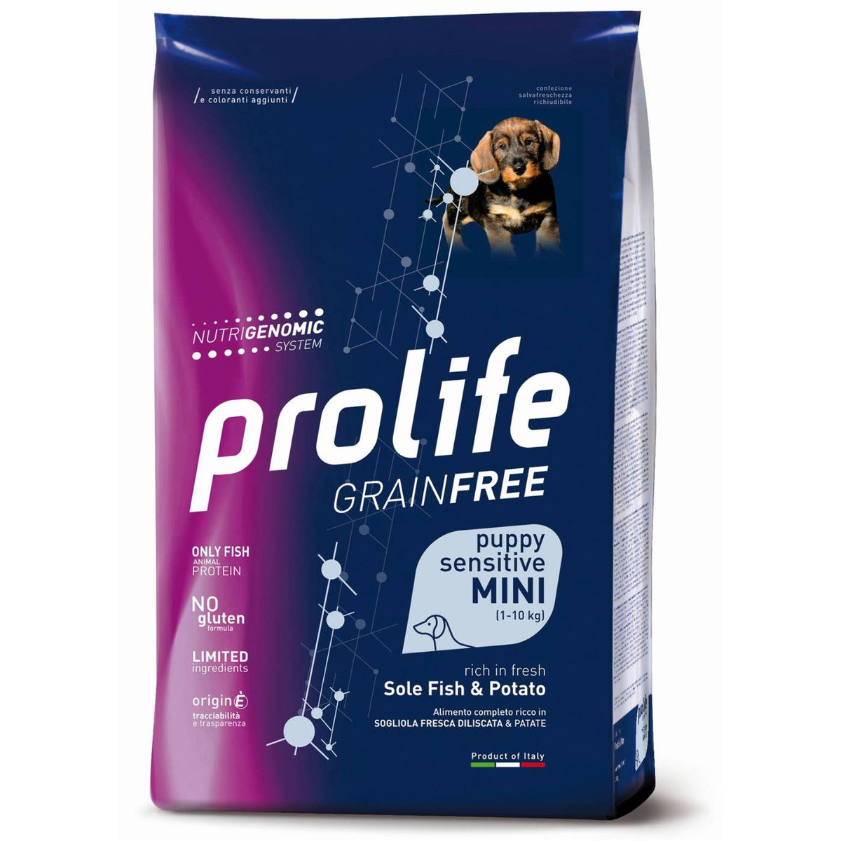 Prolife® Grain Free Sensitive Puppy Mini Sole Pesce e Patate per Cuccioli 2Kg