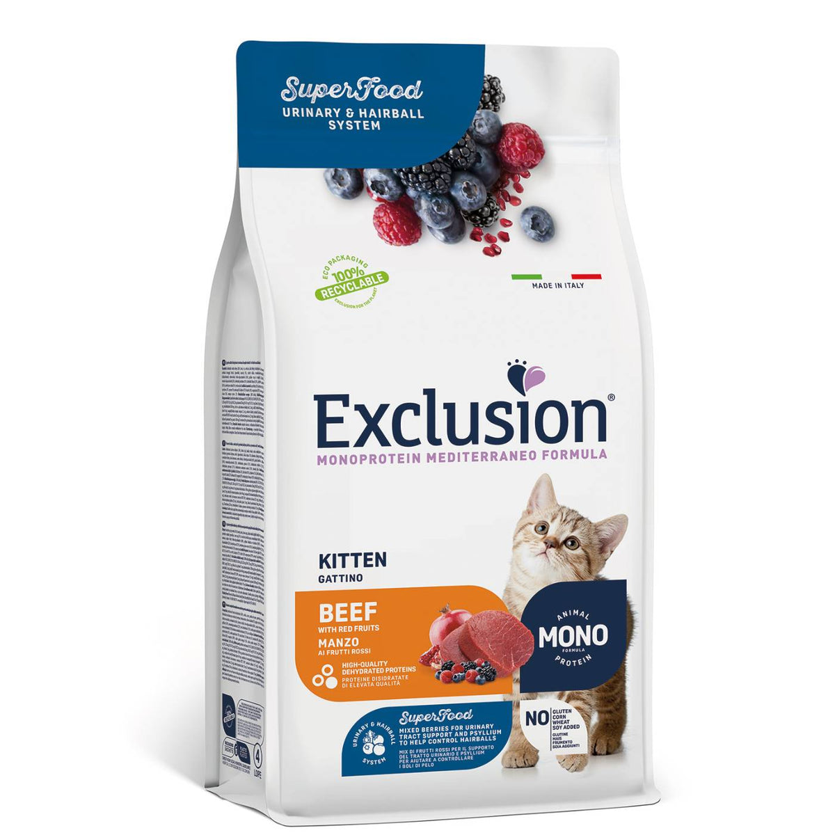 Exclusion Mediterraneo Kitten Manzo per Gattini 1,5 Kg