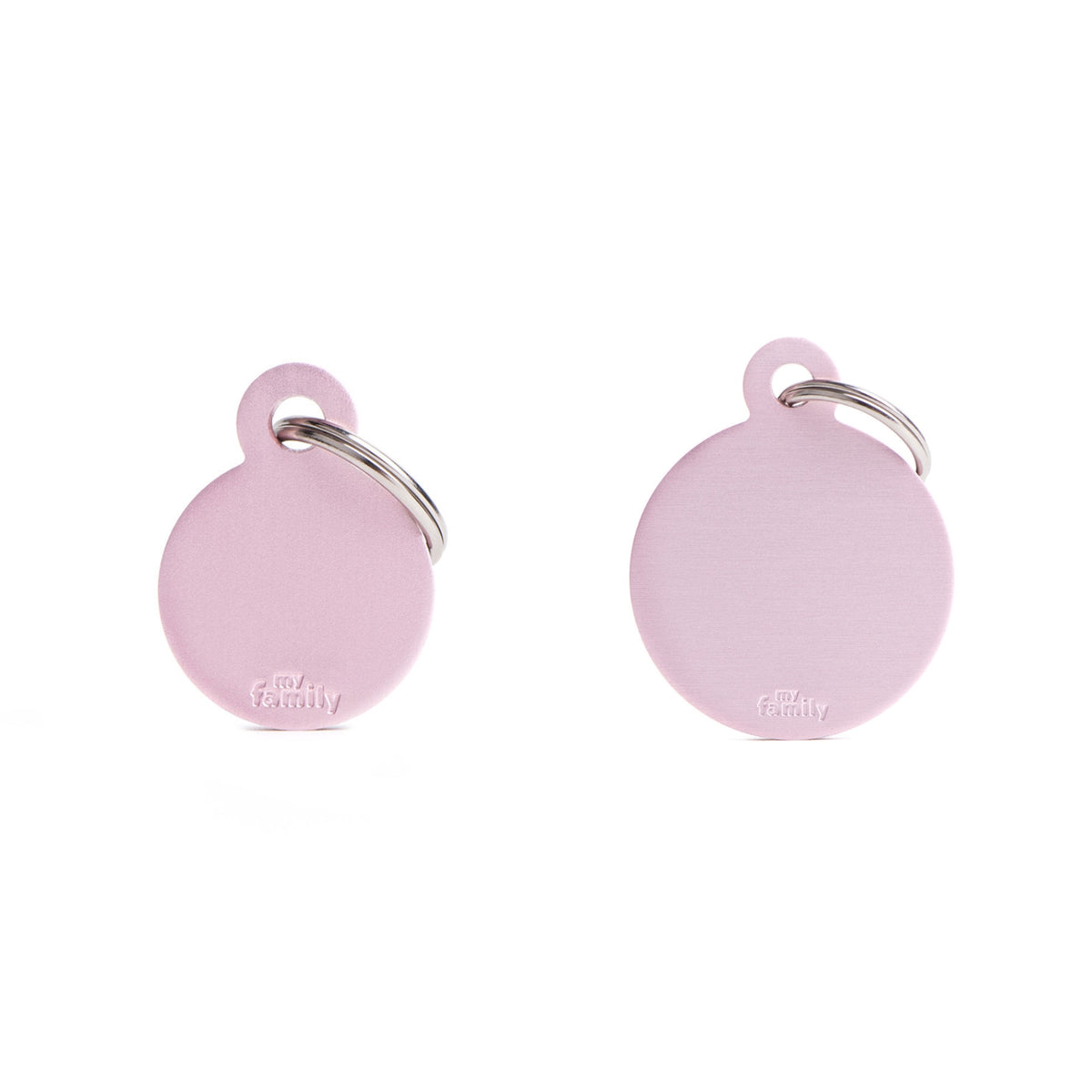 MyFamily Medaglietta per Cani e Gatti Personalizzabile Cerchio Basic Alluminio Rosa