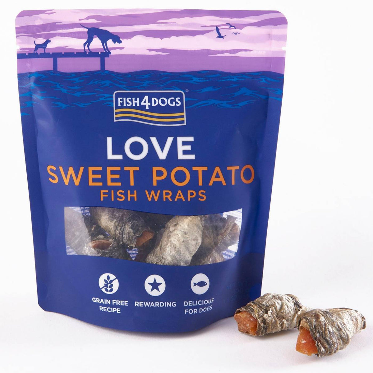 Fish4Dogs Love Sweet Potato Fish Wraps Premi per Cani 100 g