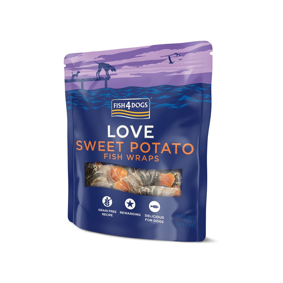 Fish4Dogs Love Sweet Potato Fish Wraps Premi per Cani 100 g