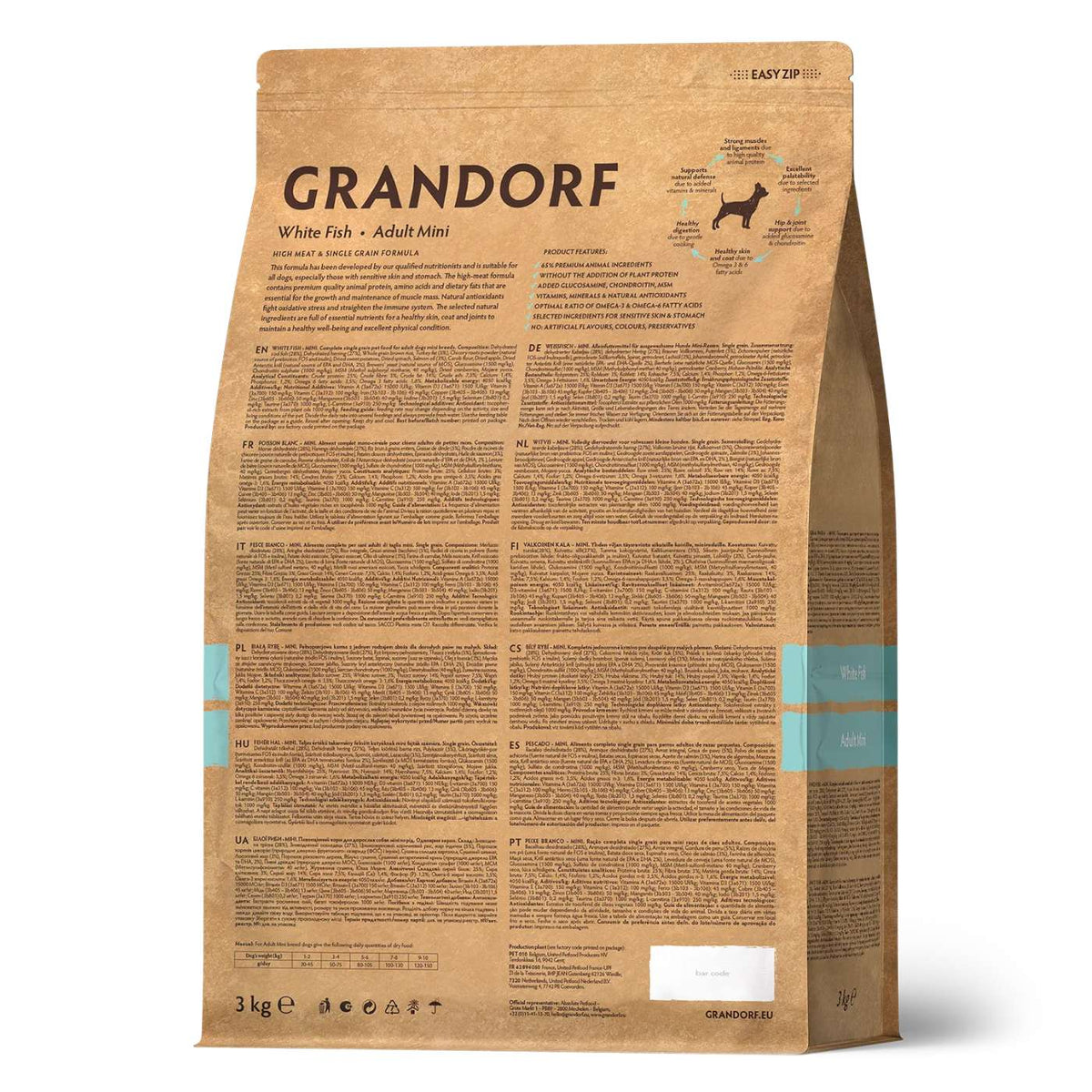 Grandorf Adult MINI Pesce Bianco per Cani Adulti Taglia Piccola