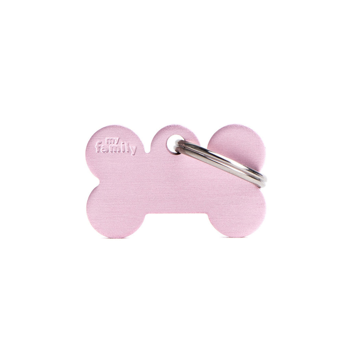 MyFamily Medaglietta per Cani Personalizzabile Osso Basic Alluminio Rosa