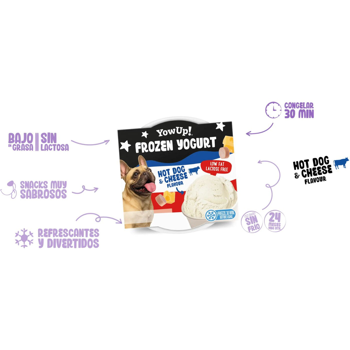 YowUp Frozen Yogurt Gelato per Cani Hot Dog &amp; Cheese 110 g