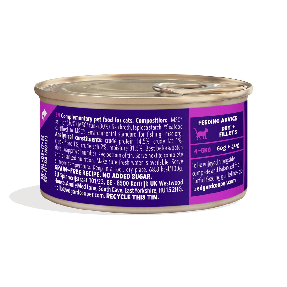 Edgard &amp; Cooper Sfilaccetti per Gatti Adulti Salmone con Tonno in Brodo di Pesce 70 g