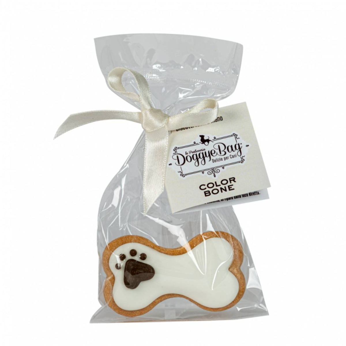 DoggyeBag Color Bones Biscotto per Cani Bianco a Forma di Osso Decorato con Glassa allo Yogurt