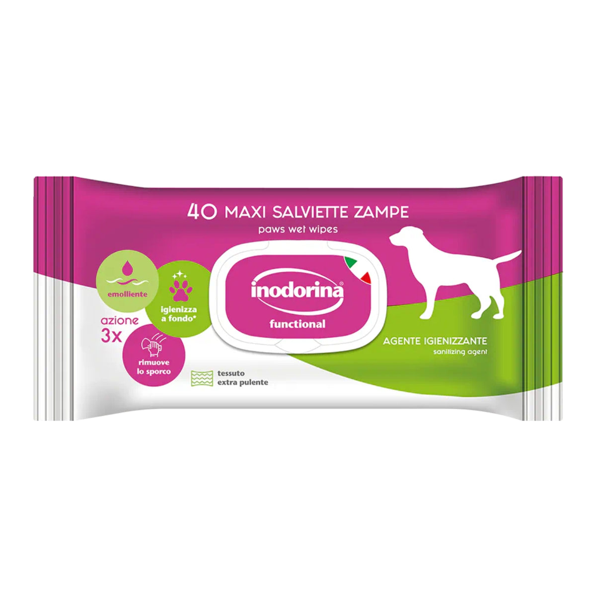 Inodorina Salviette Detergenti Umidificate per Zampe 40 pz