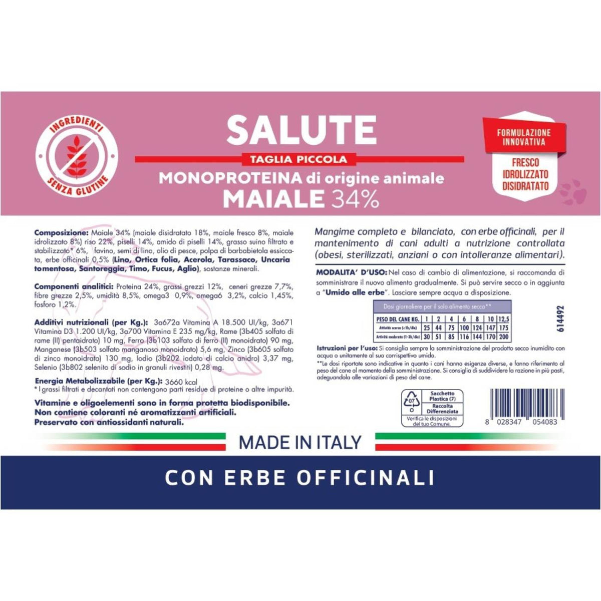 Vet Line Salute Maiale per Cani Adulti di Piccola Taglia Monoproteico VetLine