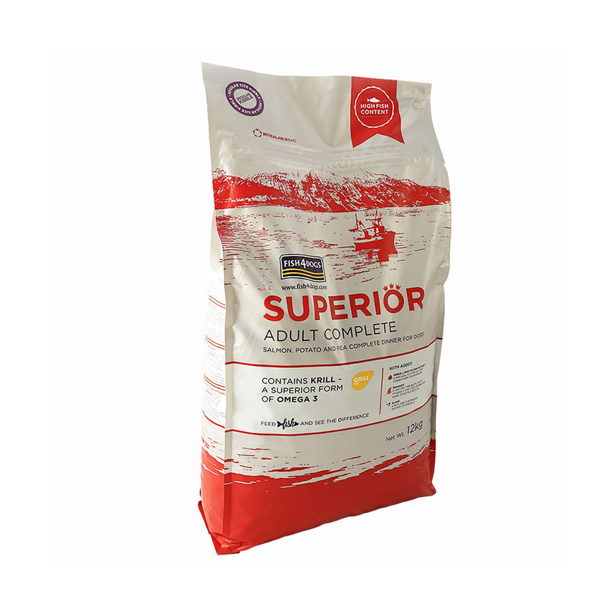 Fish4Dogs Superior Adult Salmone Large 12 kg per Cani Adulti di Media Grande Taglia