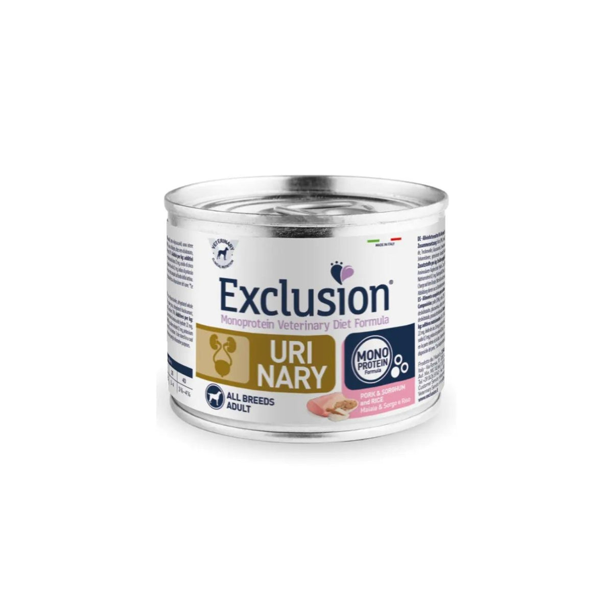 Exclusion Diet Urinary Maiale Sorgo e Riso Alimento Umido Monoproteico per Cani