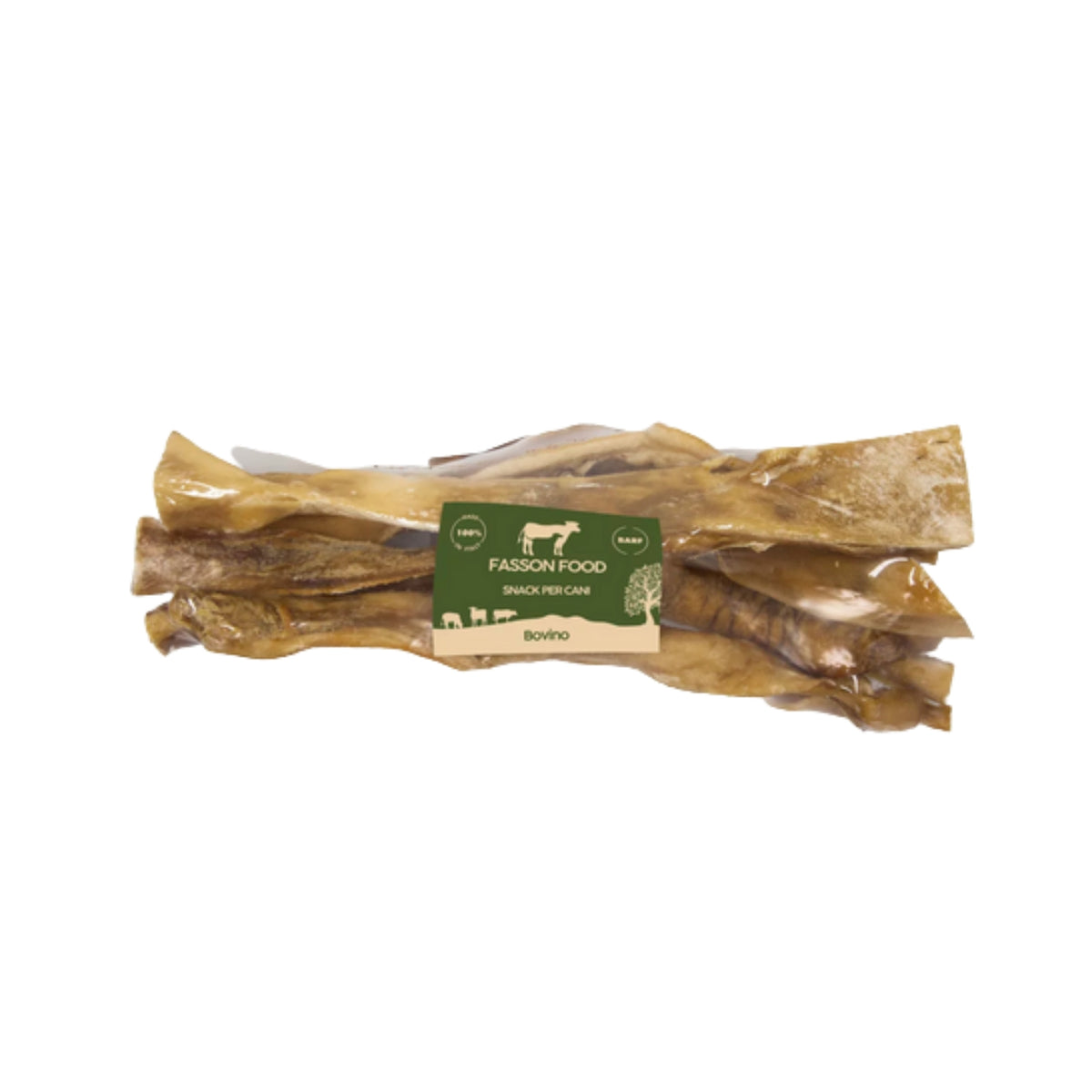 Fasson Food Pelle di Testa Senza Pelo Filiera Bovina Piemontese 30 cm 250 g Masticativo Naturale per Cani