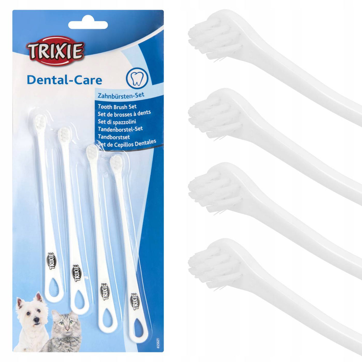 Trixie Spazzolino per Cani di Piccola Taglia e Gatti Set 4 Pz 15 cm