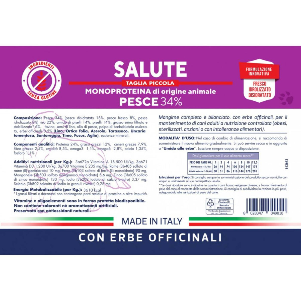 Vet Line Linea Salute Pesce Taglia Piccola per Cani Adulti VetLine