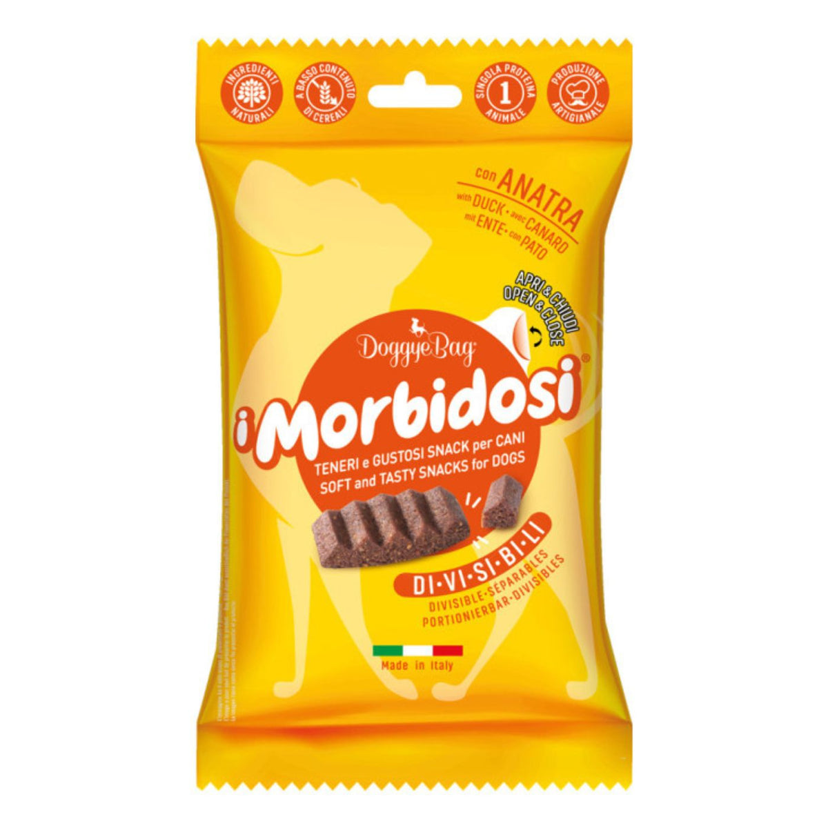 DoggyeBag Snack per Cani Morbidi e Divisibili con Anatra I Morbidosi 90 g