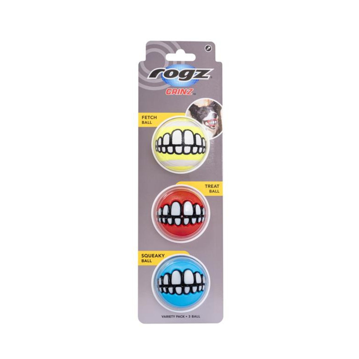 Rogz Palla per Cani Grinz Piccola Ø 4,9 cm 3 pz Colori Assortiti