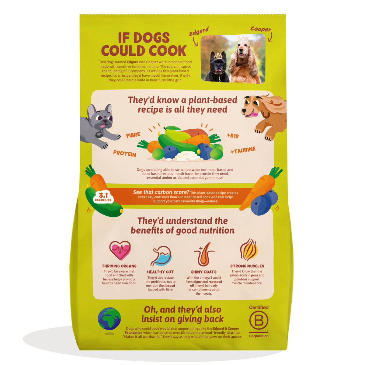 Edgard &amp; Cooper Crocchette Vegetali per Cani Adulti Carote e Zucchine Croccanti