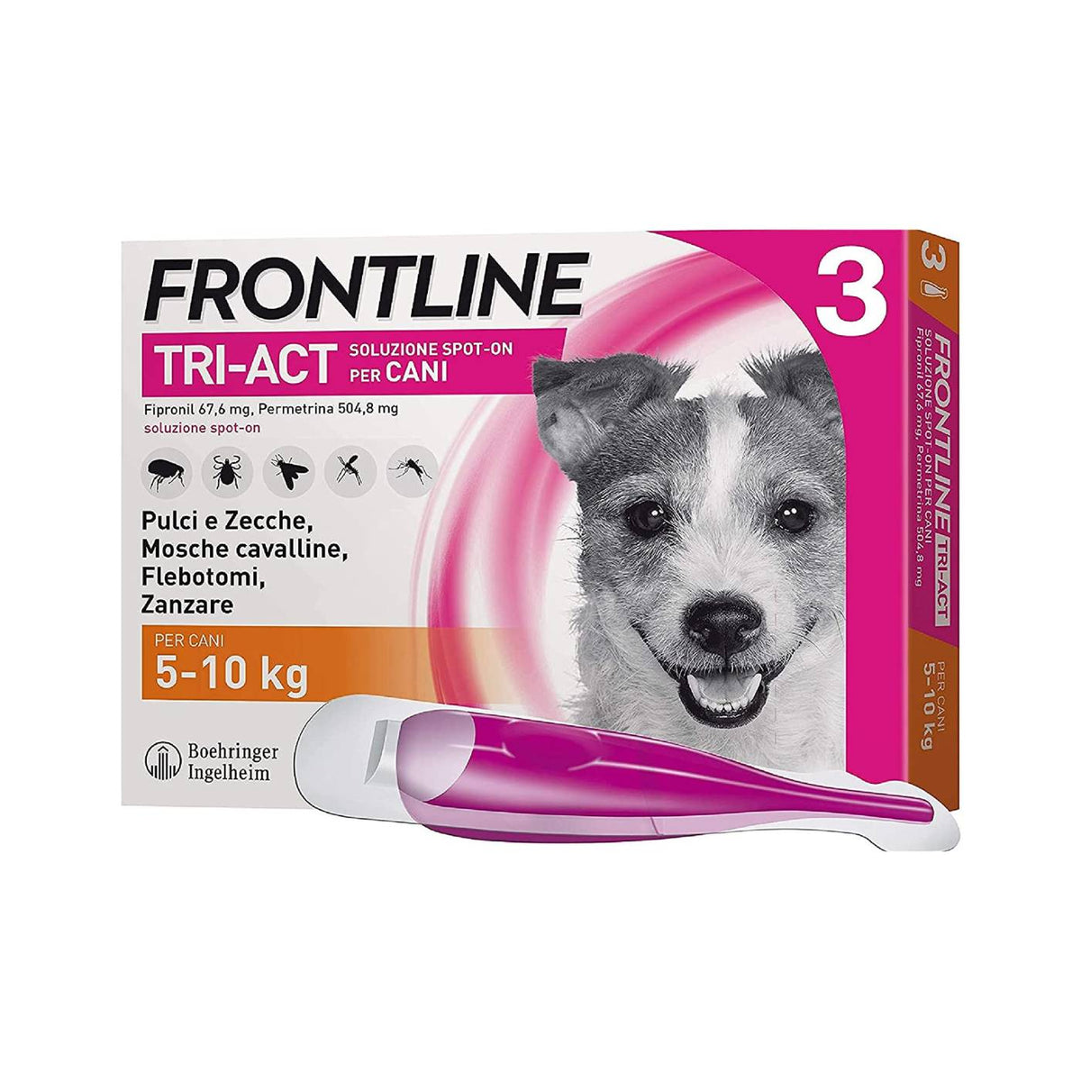 Frontline Tri-Act Spot-On Antiparassitario per Cani 3 Pipette