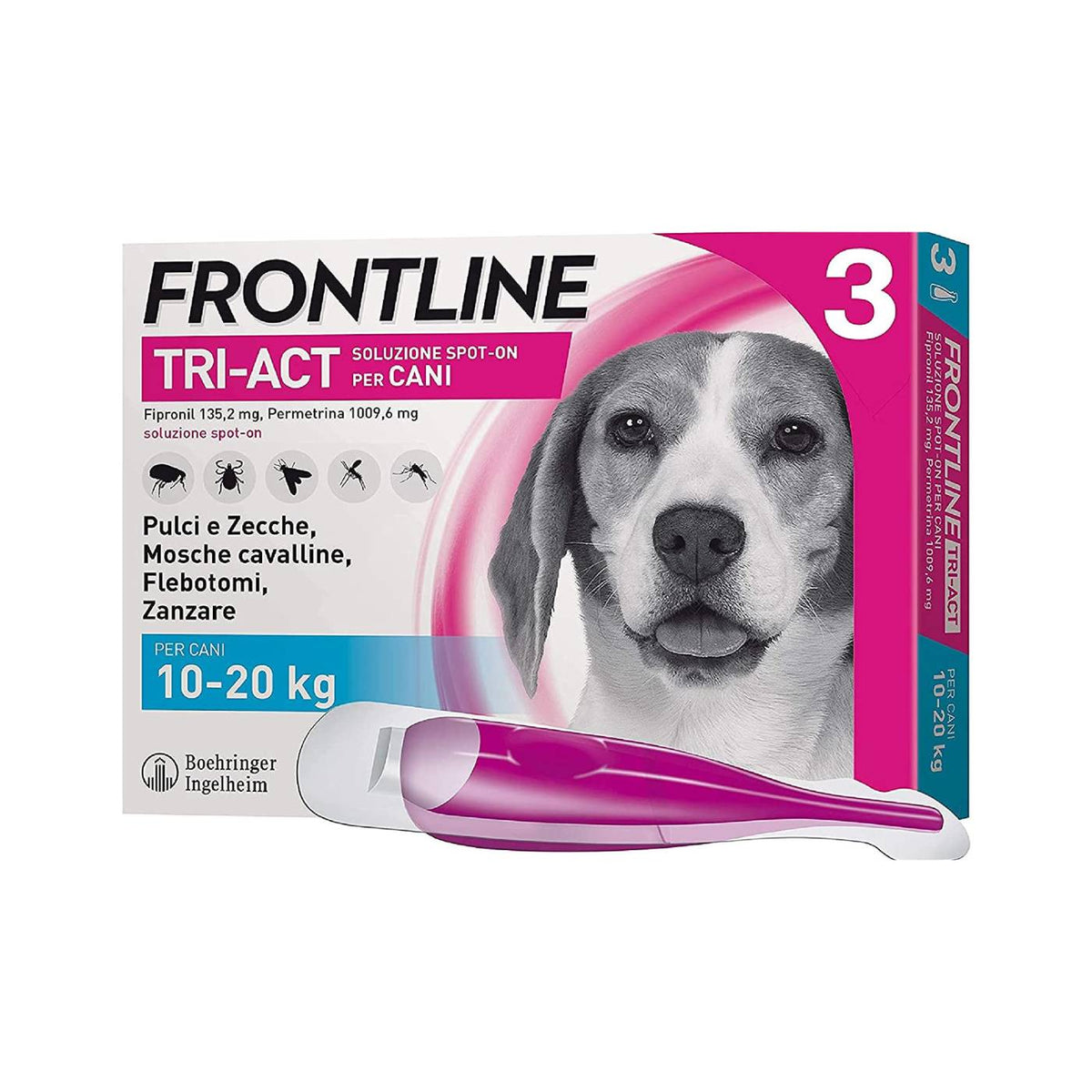 Frontline Tri-Act Spot-On Antiparassitario per Cani 3 Pipette