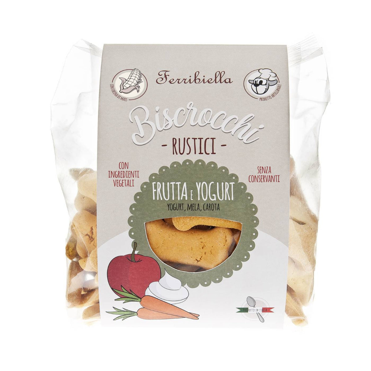 Ferribiella Biscotti per Cani Biscrocchi Rustici Frutta e Yogurt 800 g