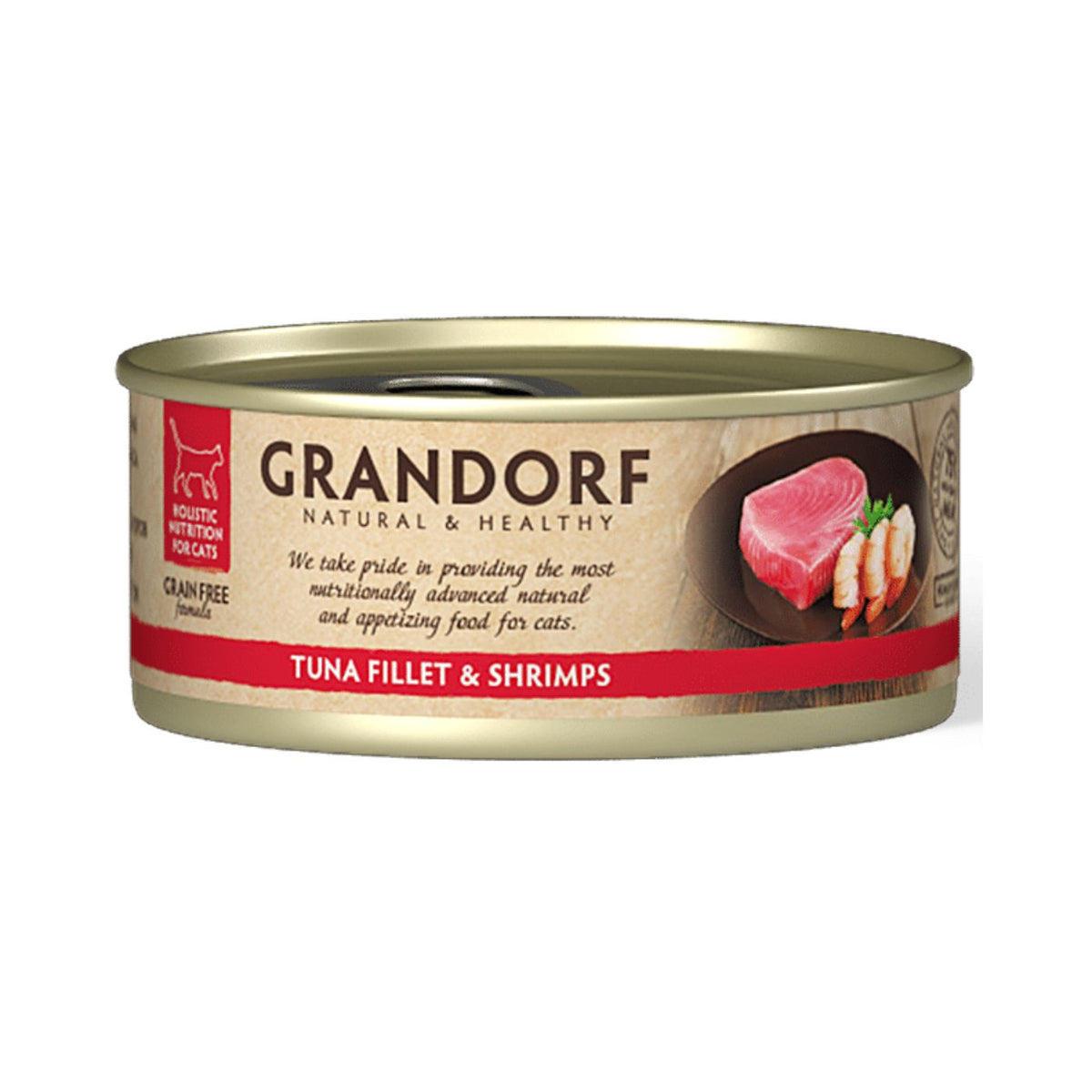 Grandorf Alimento Umido per Gatti Filetti di Tonno e Gamberetti 70 g