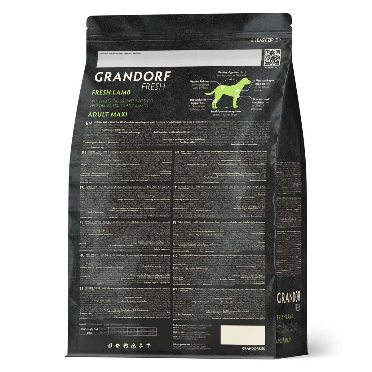 Grandorf Fresh Adult Maxi Breeds con Carne Fresca di Agnello e Patata Dolce per Cani Adulti