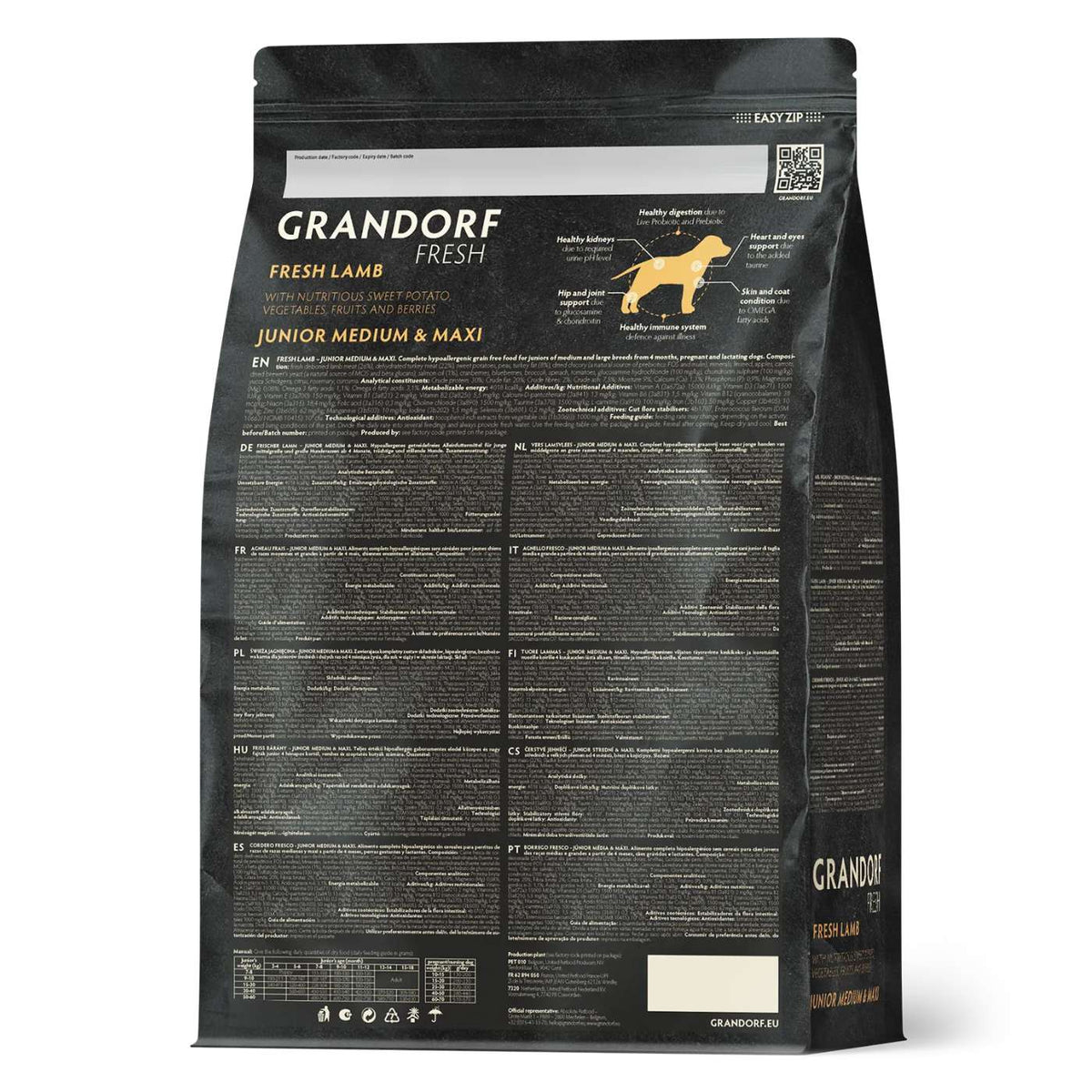 Grandorf Fresh Junior Medium &amp; Maxi Breeds Agnello e Patata Dolce per Cani Juniors