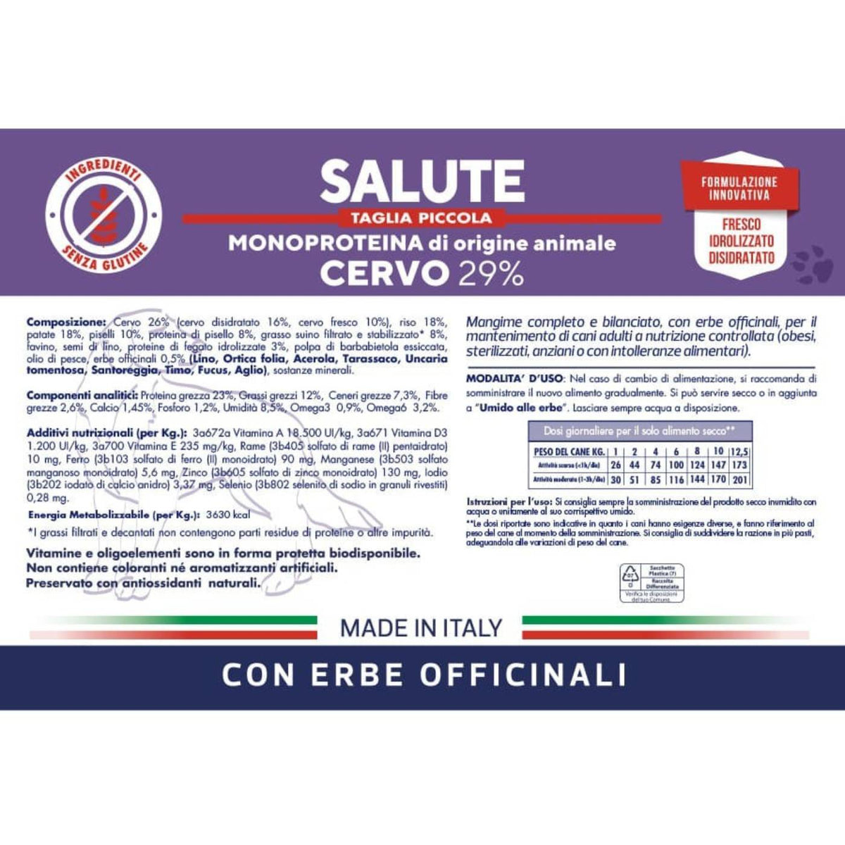 Vet Line Salute Cervo Piccola Taglia per Cani Adulti di Piccola Taglia Monoproteico VetLine