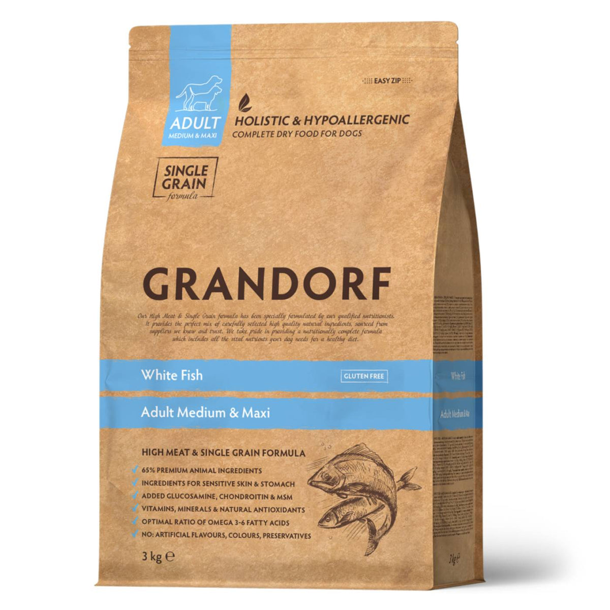 Grandorf Adult White Fish Pesce Bianco Medium &amp; Maxi per Cani